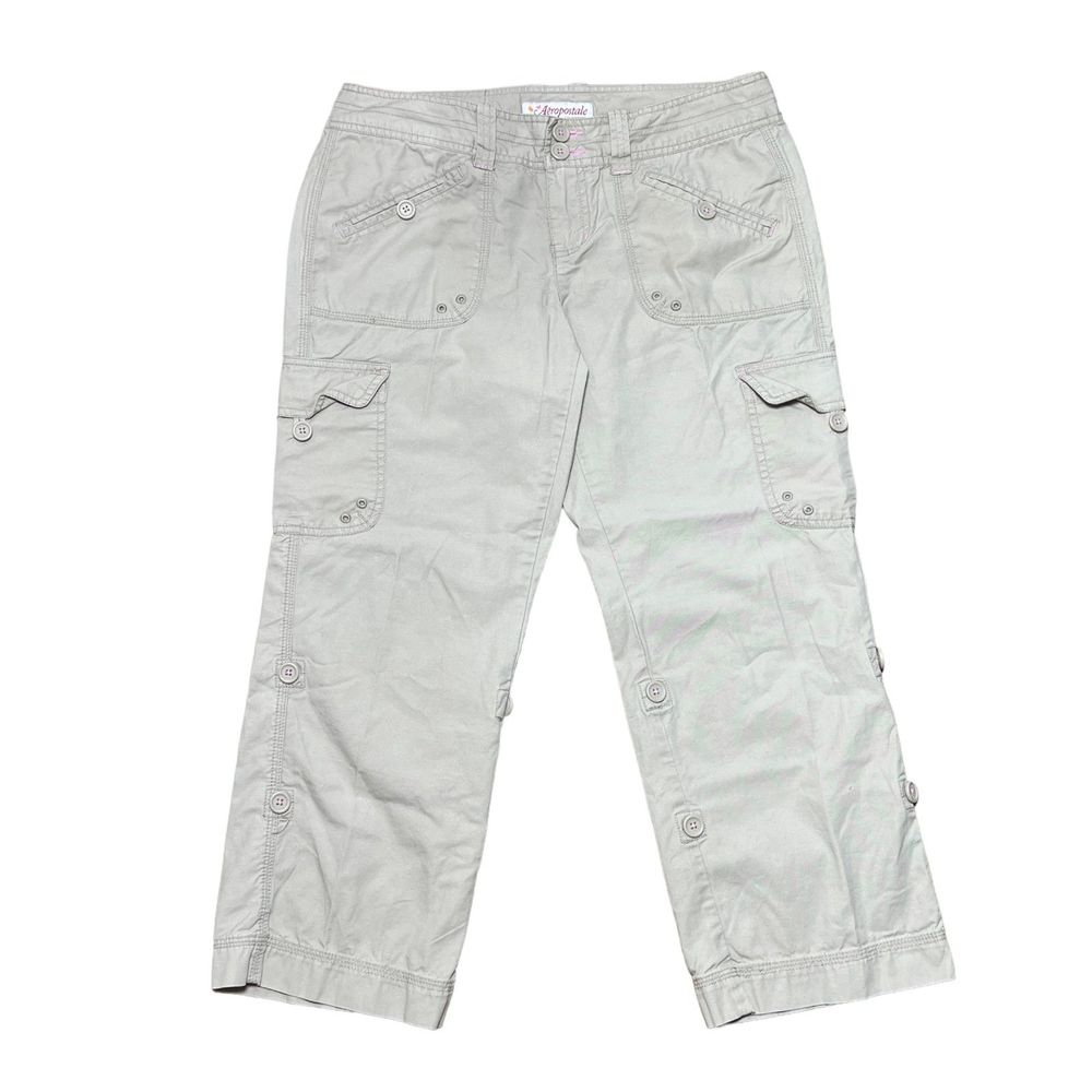 Vintage Aeropostale Cargo Capris Y2K Gorpcore Light Khaki Size 7/8